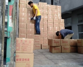 曹縣老客戶26個立方活性炭發貨